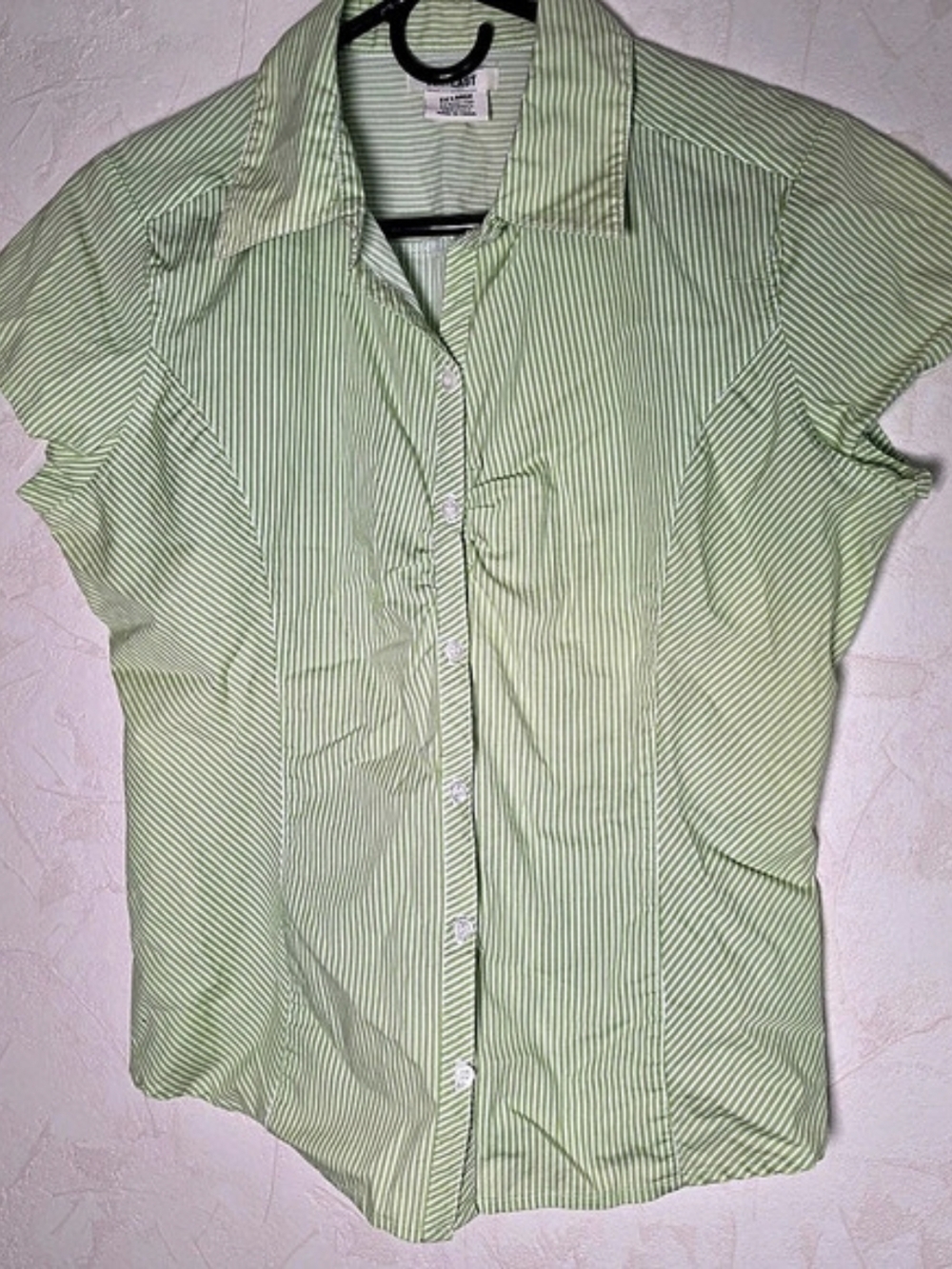 Y2K Lime Green Striped Short Sleeve Blouse By At Last Womens XL